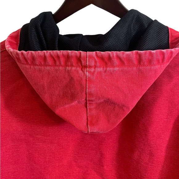 CARHARTT | Rare Vintage 90s Red Distressed Insulated Hooded Coat Jacket | Size L - Picture 11 of 16